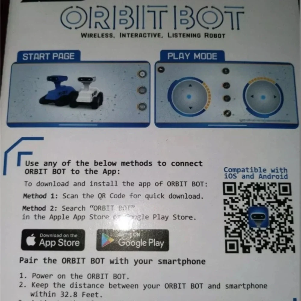 X/B ORBIT BOT, Brand New In Box, Wireless, Interactive, Listening Robot!